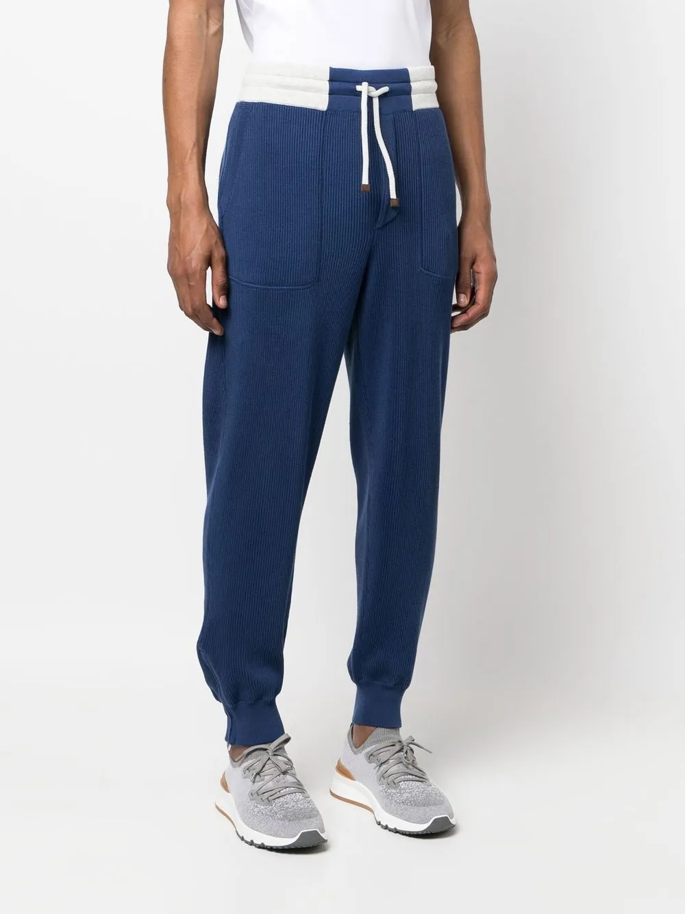 Brunello Cucinelli Knitted Track Pants In 蓝色