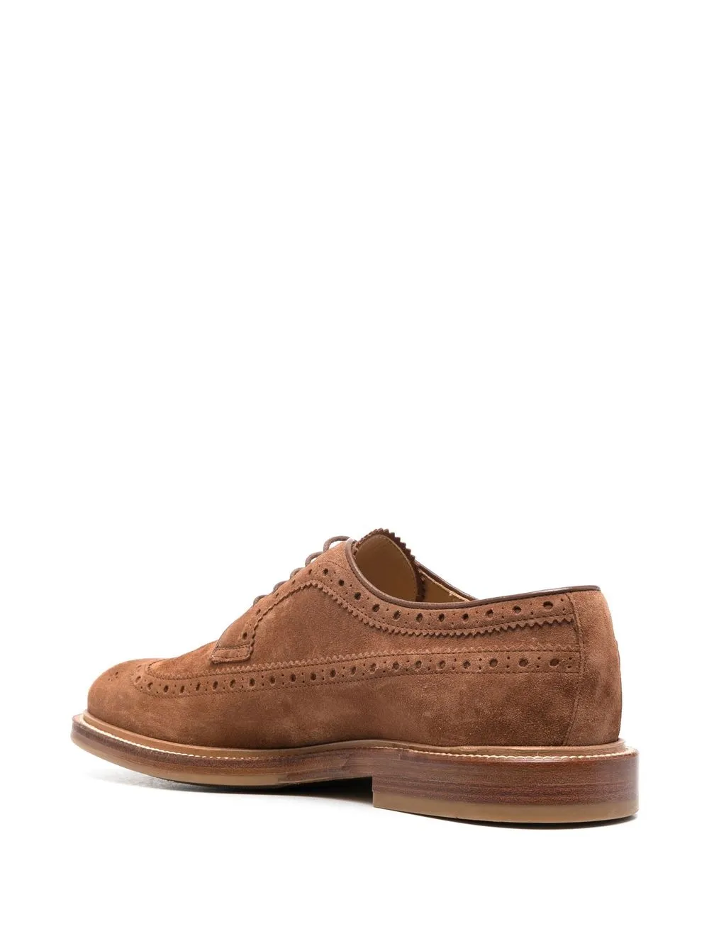 Brunello Cucinelli Perforated Suede Brogues In Brown