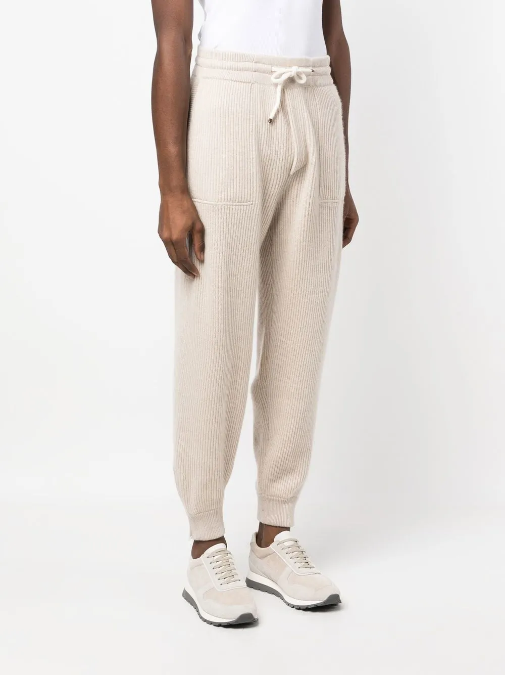 Brunello Cucinelli Drawstring-waist Cashmere Track Pants In Neutrals
