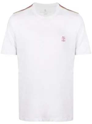 ブルネロクチネリ フリンジ付きホワイトTシャツ Brunello Cucinelli(ブルネロ・クチネリ)トップス Tシャツ