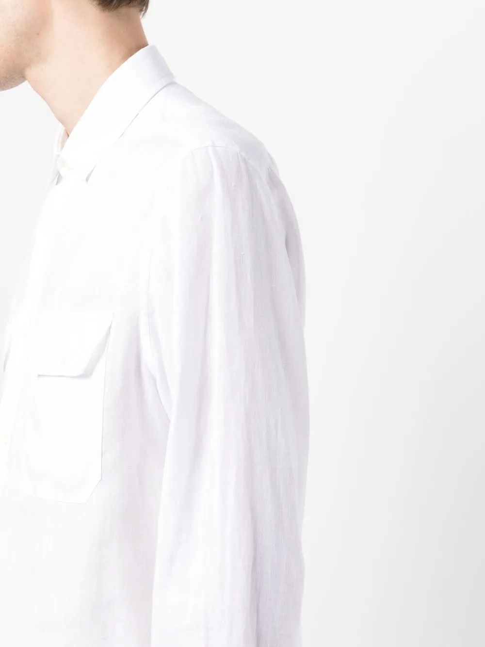 Brunello Cucinelli Loose Fit White Linen Button-up Shirt In White