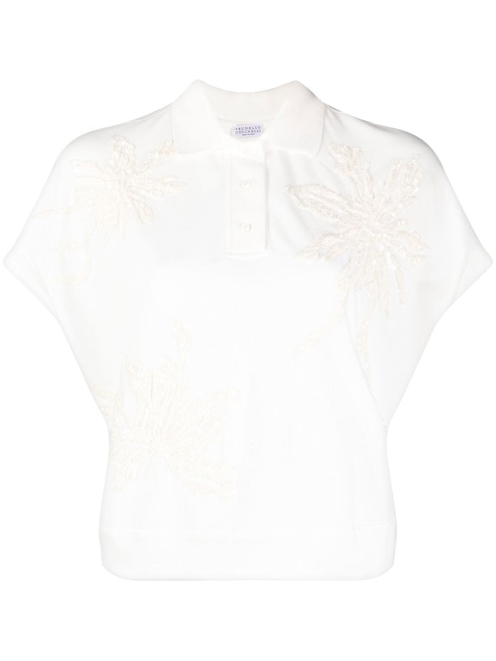 Shop Brunello Cucinelli Embroidered Cotton Piqué Polo Shirt