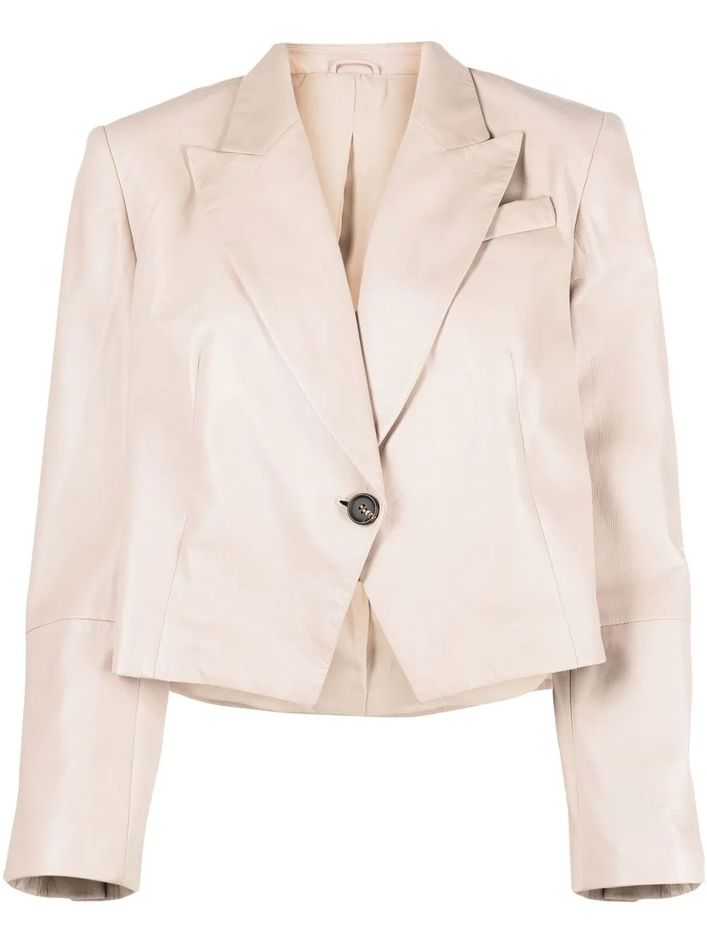 

Brunello Cucinelli cropped single-breasted leather jacket - Neutrals