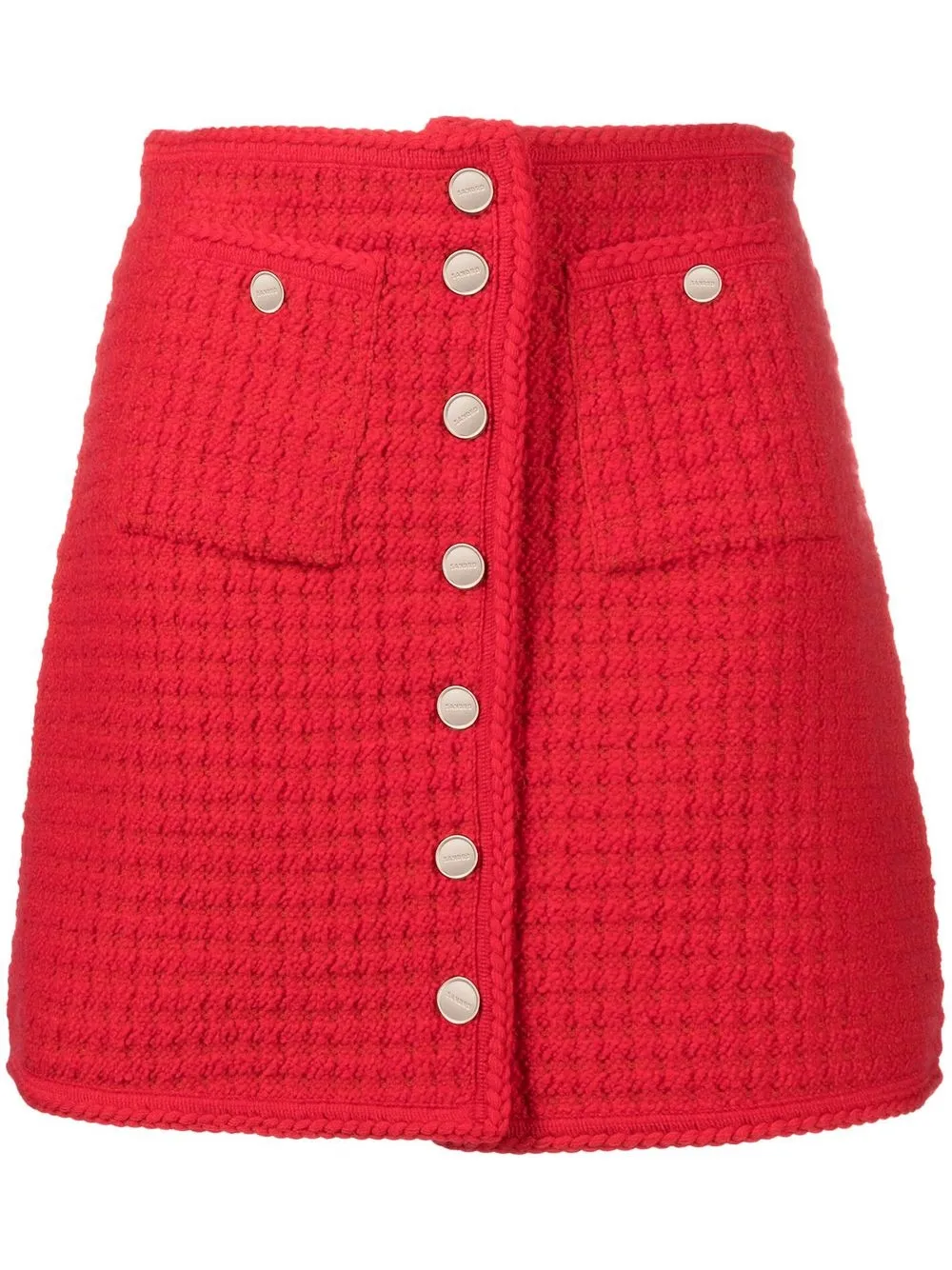 

SANDRO waffle-knit buttoned miniskirt - Red