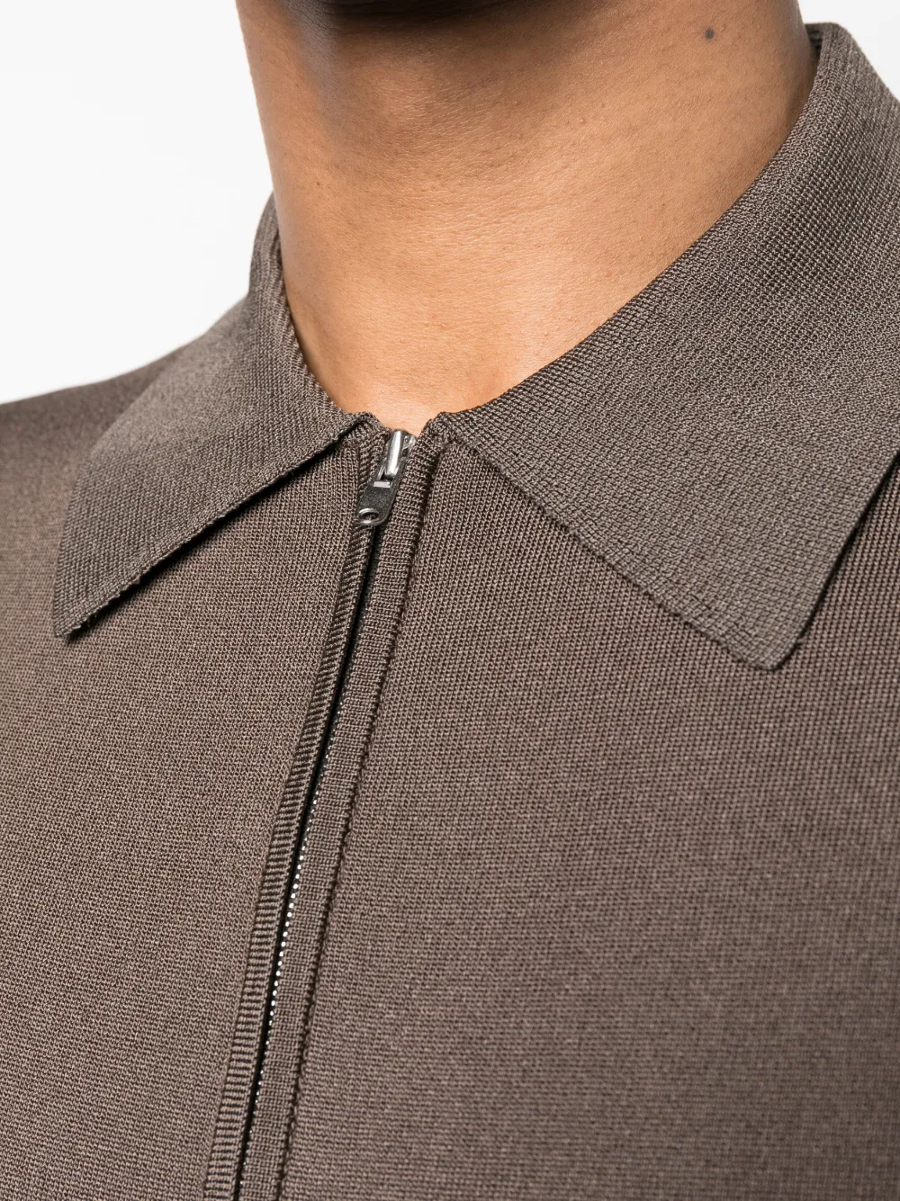 Sandro Pablo Zip Polo Shirt In Braun