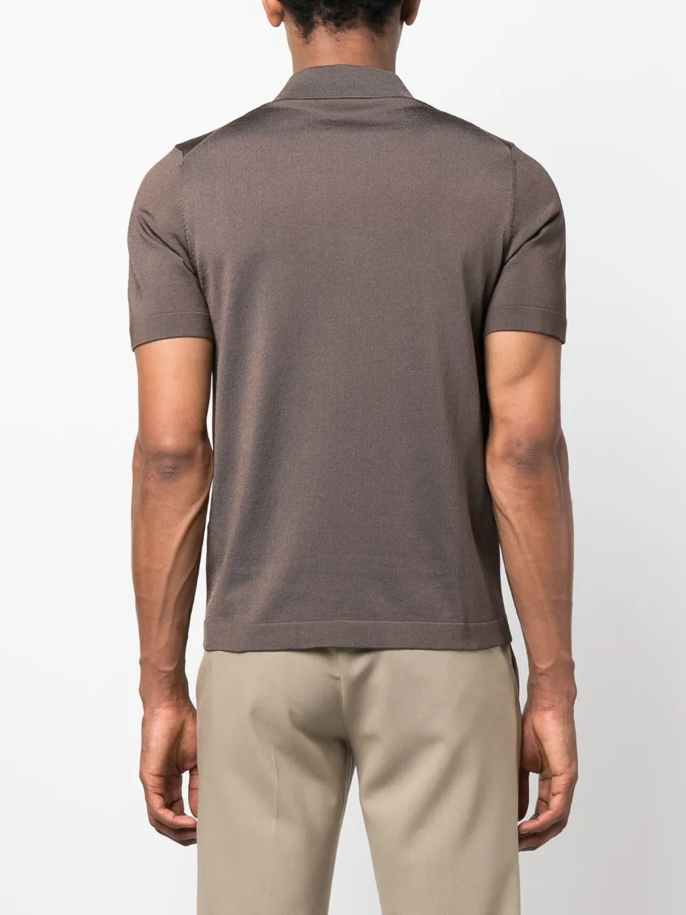 Sandro Pablo Zip Polo Shirt In Braun