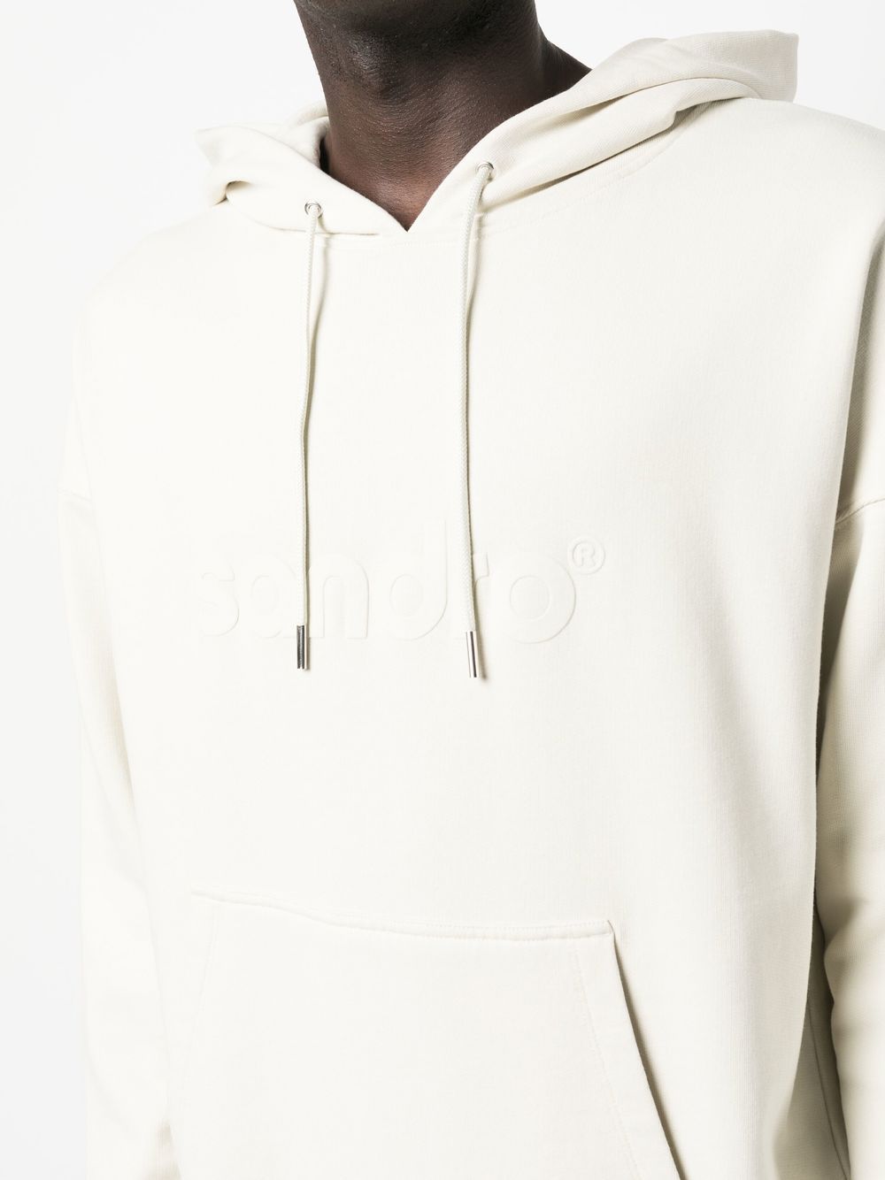 SANDRO Embossed-logo Long-sleeve Hoodie - Farfetch