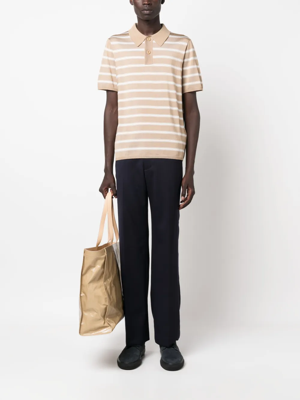 SANDRO Pablo striped polo shirt - Beige
