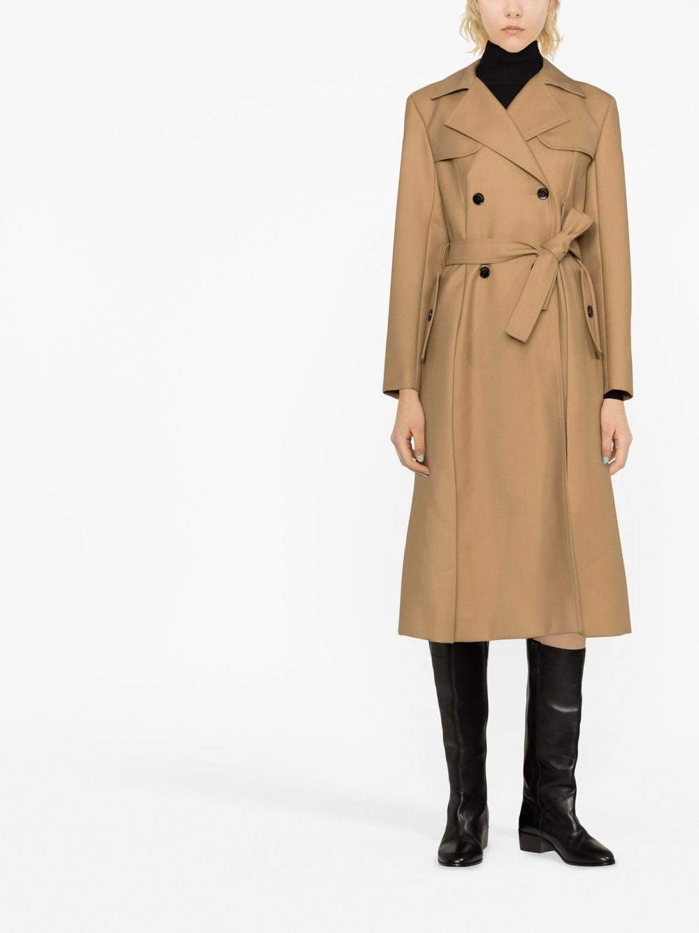 Shop Sandro Corentin Double-breasted Trench Coat In Brown
