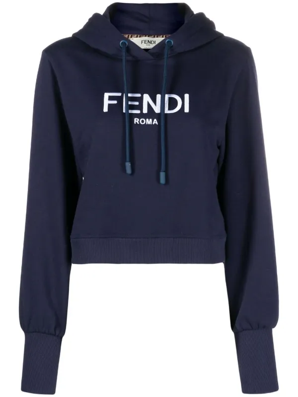 FENDI logo print Drawstring Hoodie Farfetch