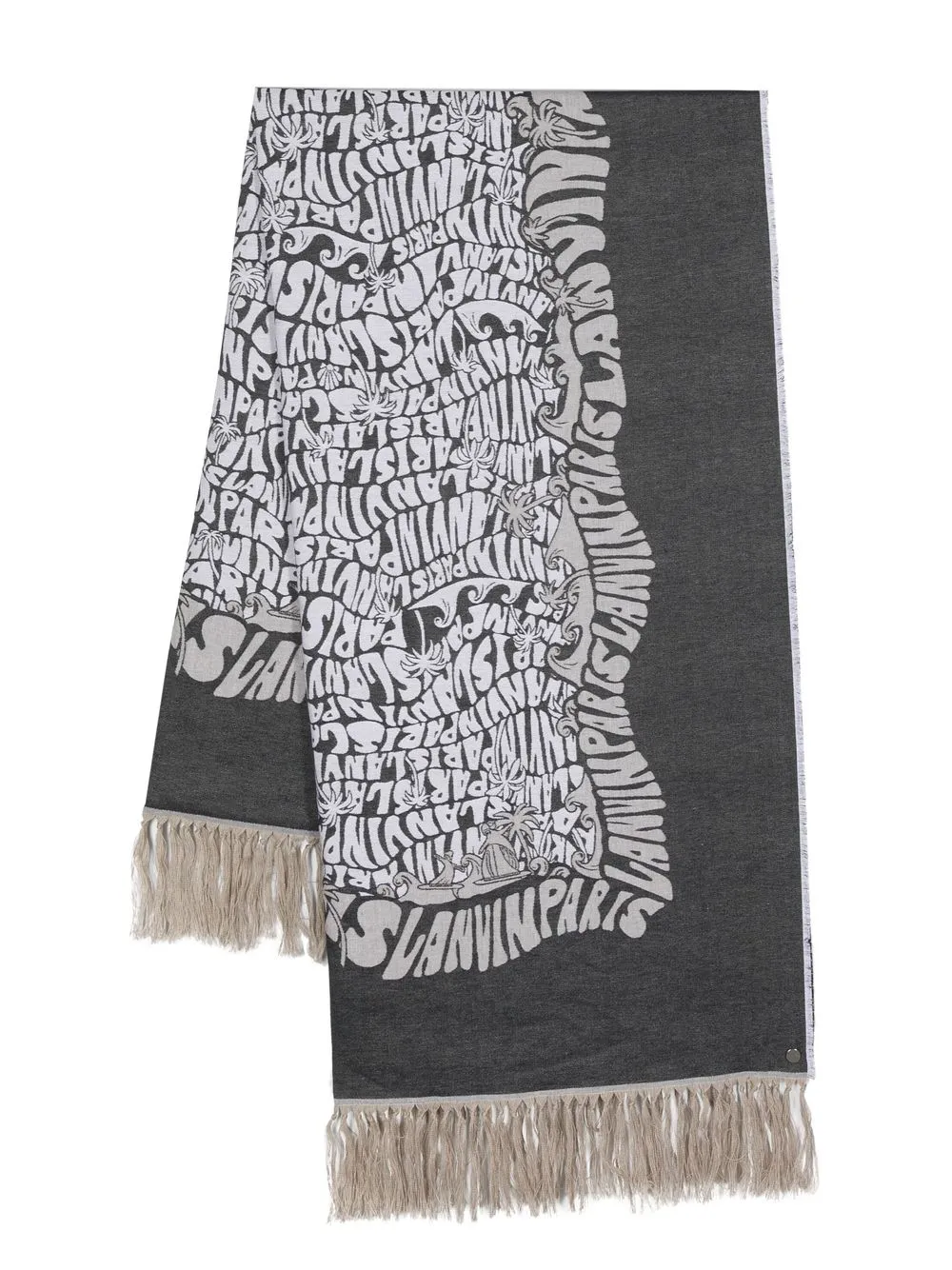 

Lanvin logo-intarsia fringed scarf - Blue