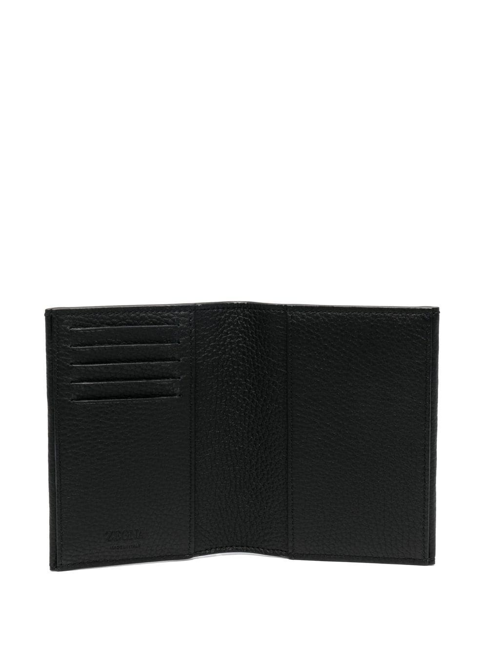 Shop Zegna Logo-plaque Leather Passport Case In Black