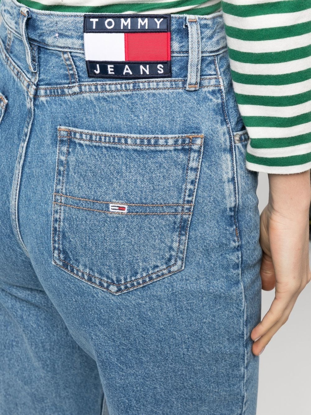 Shop Tommy Jeans Mom High-rise Tapered Jeans In Blue