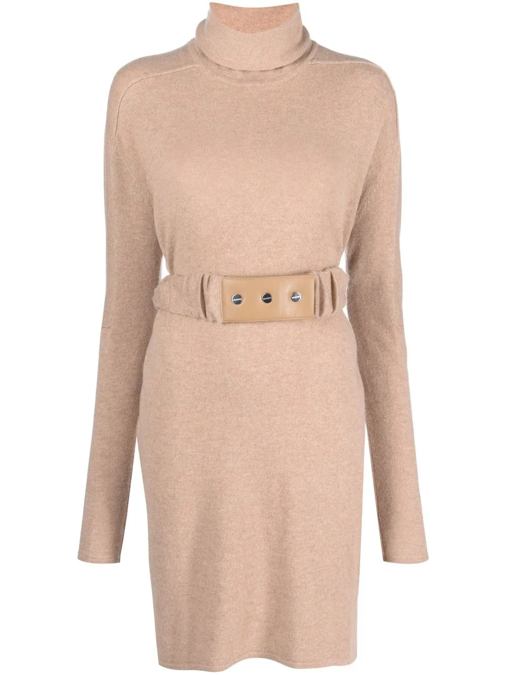 

Max & Moi belted waist knitted cashmere dress - Neutrals