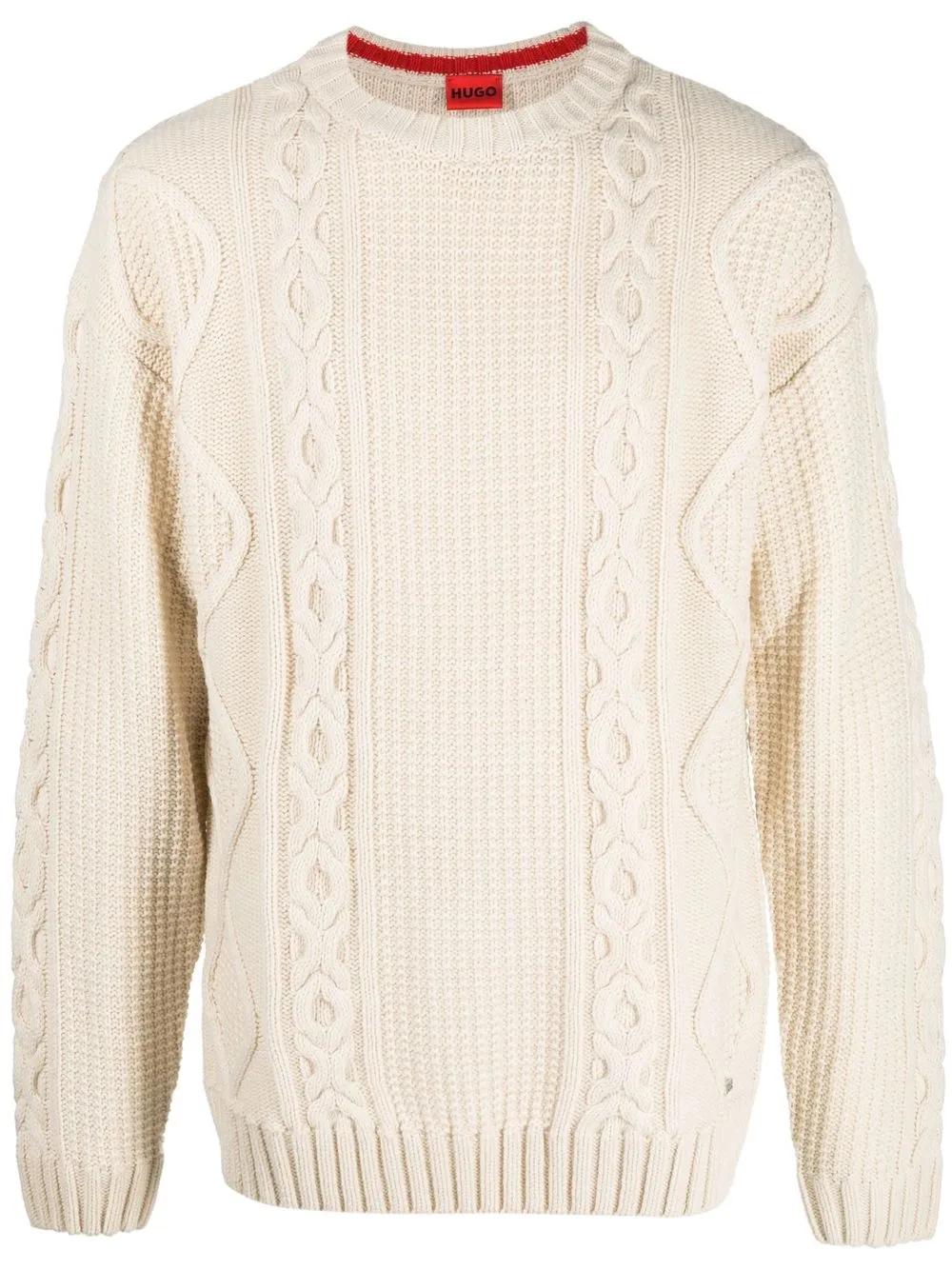 

HUGO cable-knit crew neck jumper - Neutrals