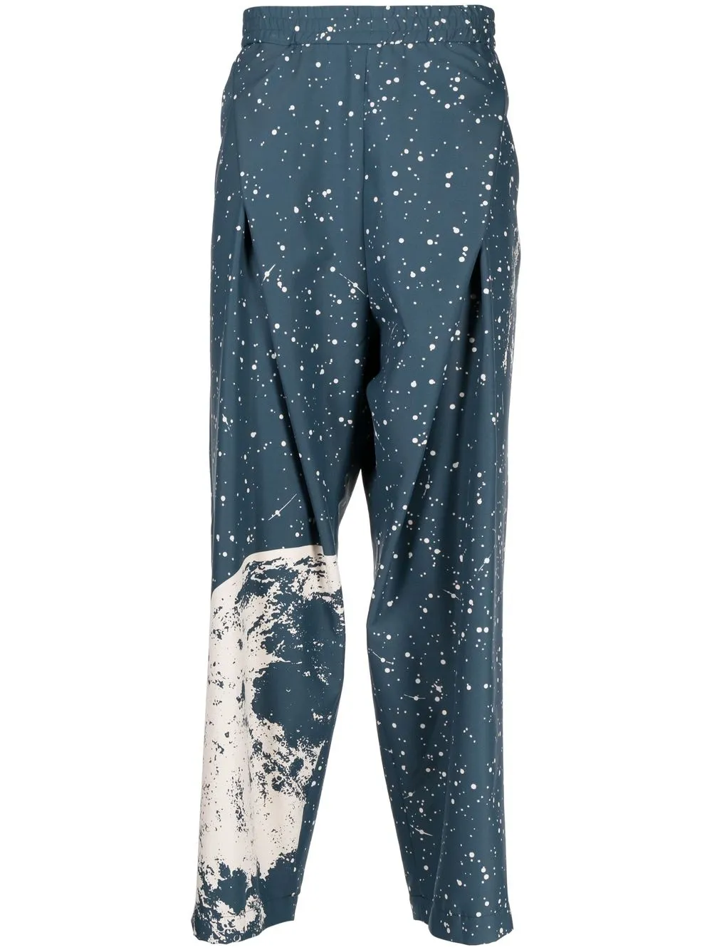 

Yoshiokubo moon print tapered trousers - S.BLUE