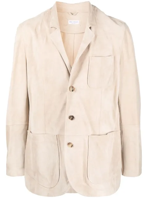 Brunello Cucinelli button-up leather jacket 