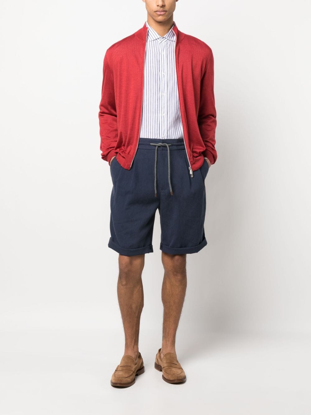 Brunello Cucinelli Shorts met trekkoordtaille - Blauw