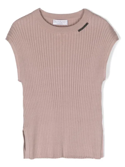 Brunello Cucinelli Kids ribbed-knit cotton T-shirt