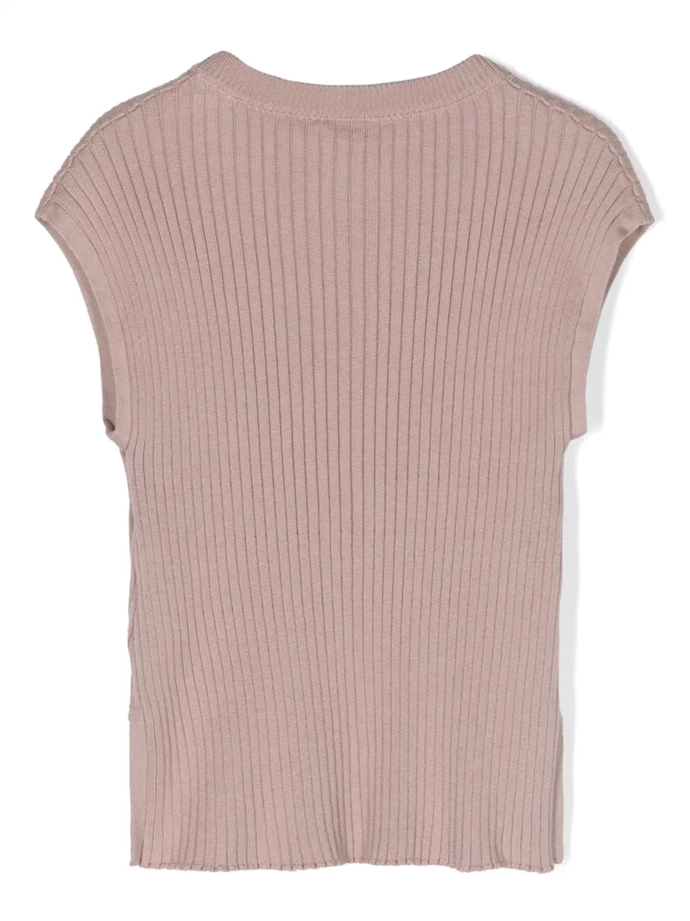 Brunello Cucinelli Kids Ribgebreid T-shirt Roze
