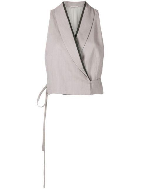 Brunello Cucinelli cropped silk-linen gilet jacket