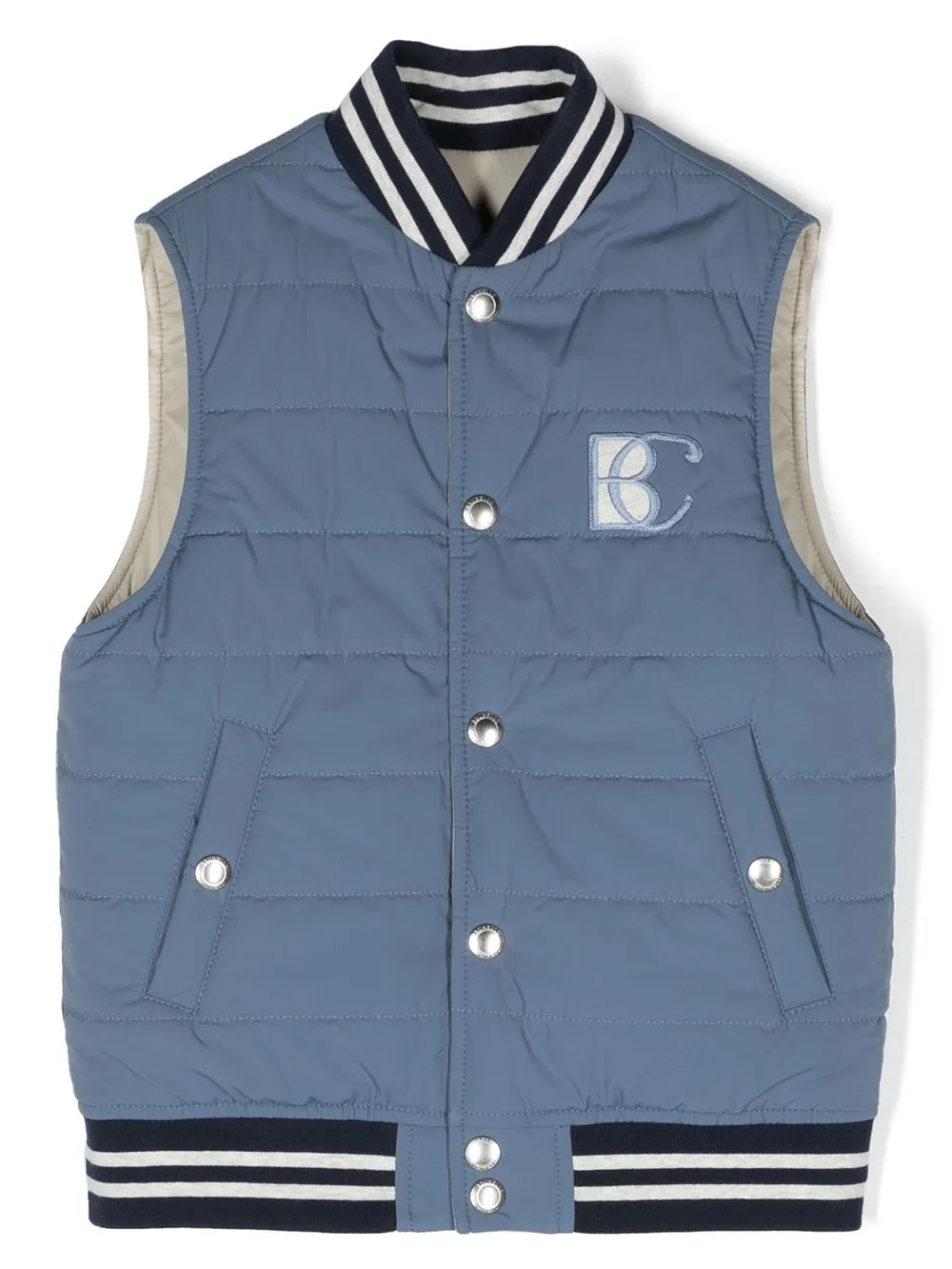 

Brunello Cucinelli Kids embroidered-logo sleeveless gilet - Blue