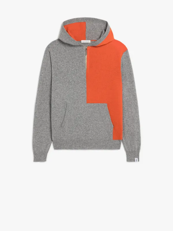 DOUBLE AGENT Grey Wool Hooded Sweater