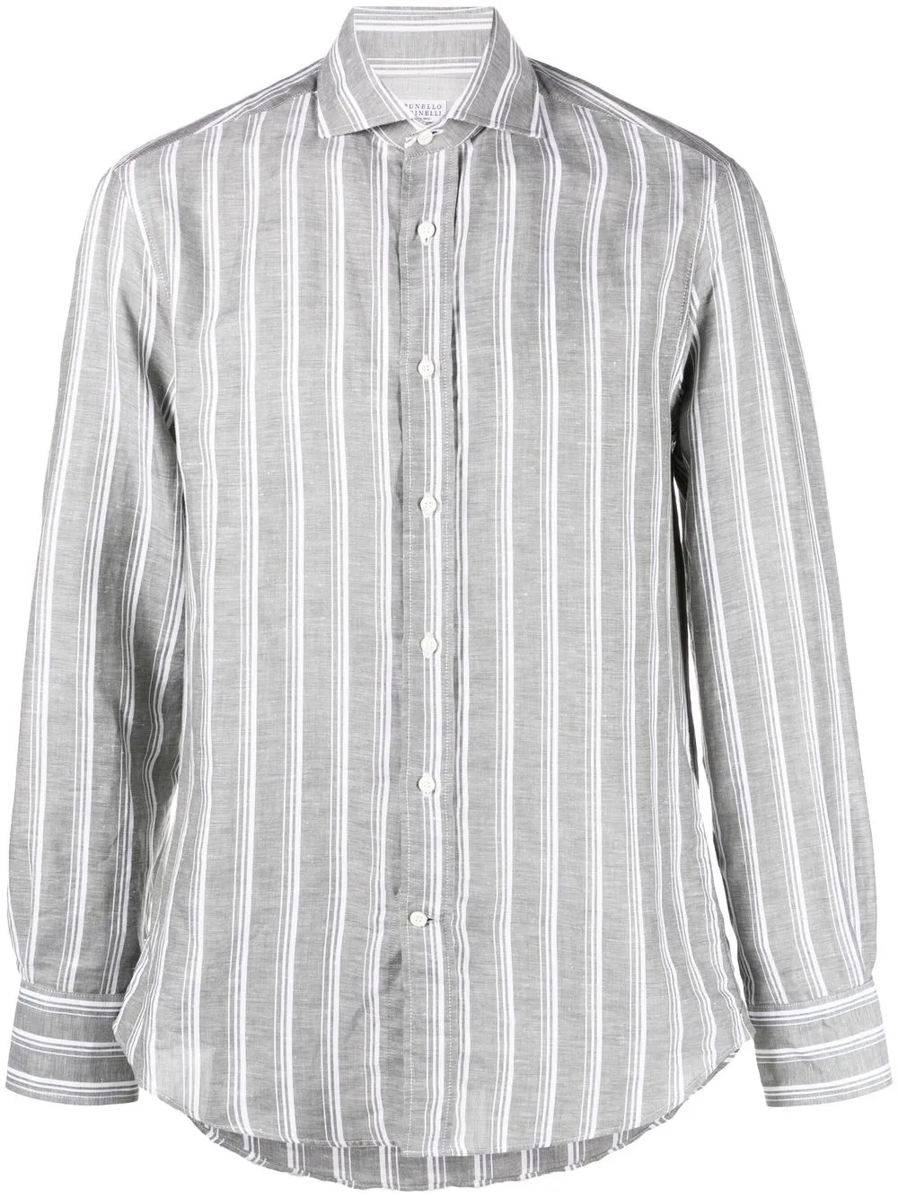 Brunello Cucinelli striped spread-collar shirt - Grey