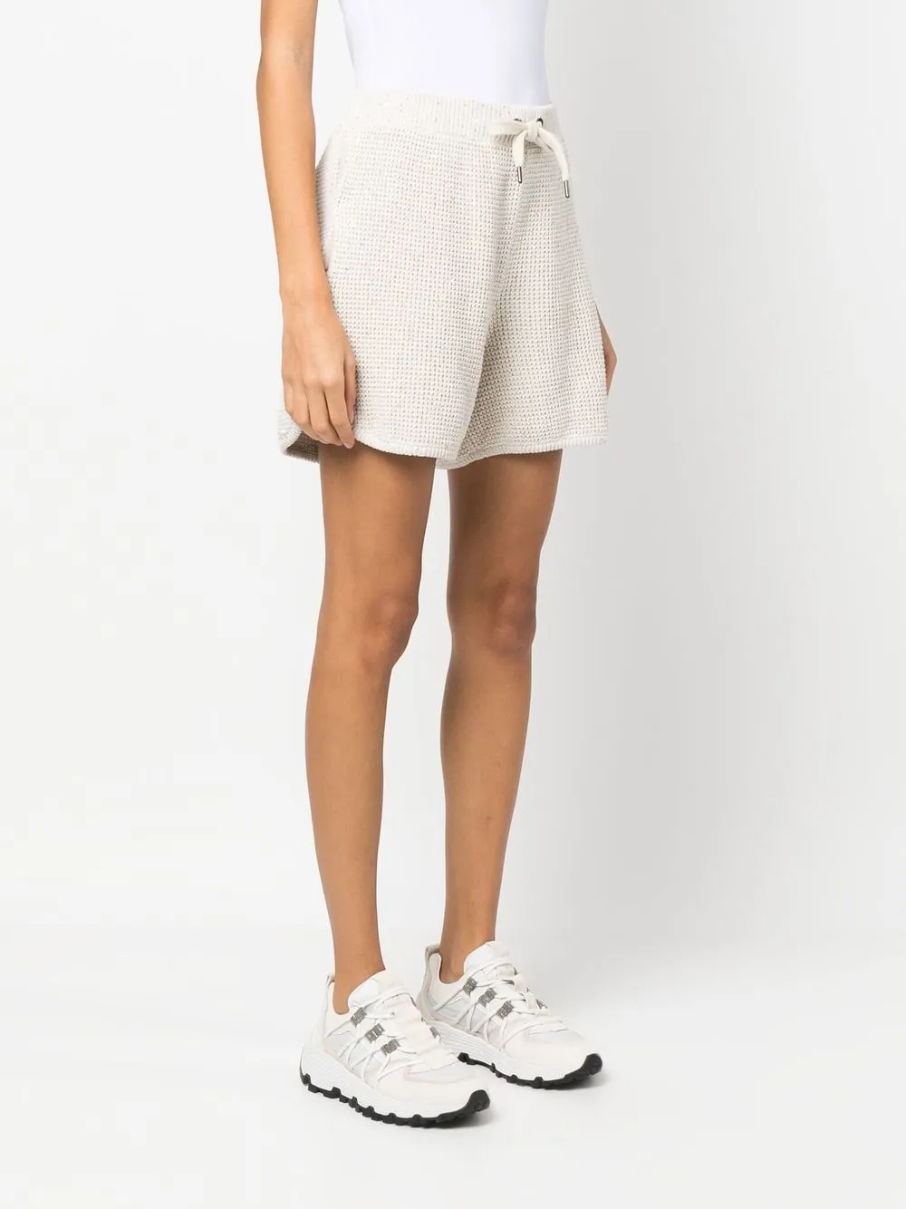 Brunello Cucinelli Drawstring Knitted Shorts In Neutrals
