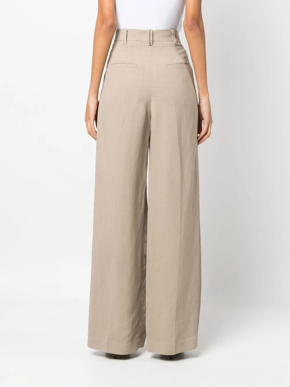 Brunello Cucinelli High-waist-hose Mit Weitem Bein In Neutrals