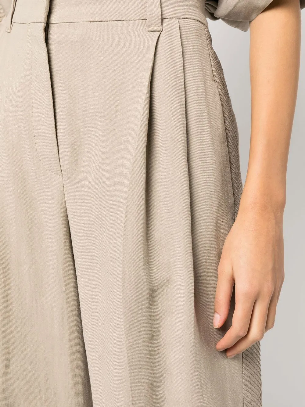 Brunello Cucinelli High-waist-hose Mit Weitem Bein In Neutrals