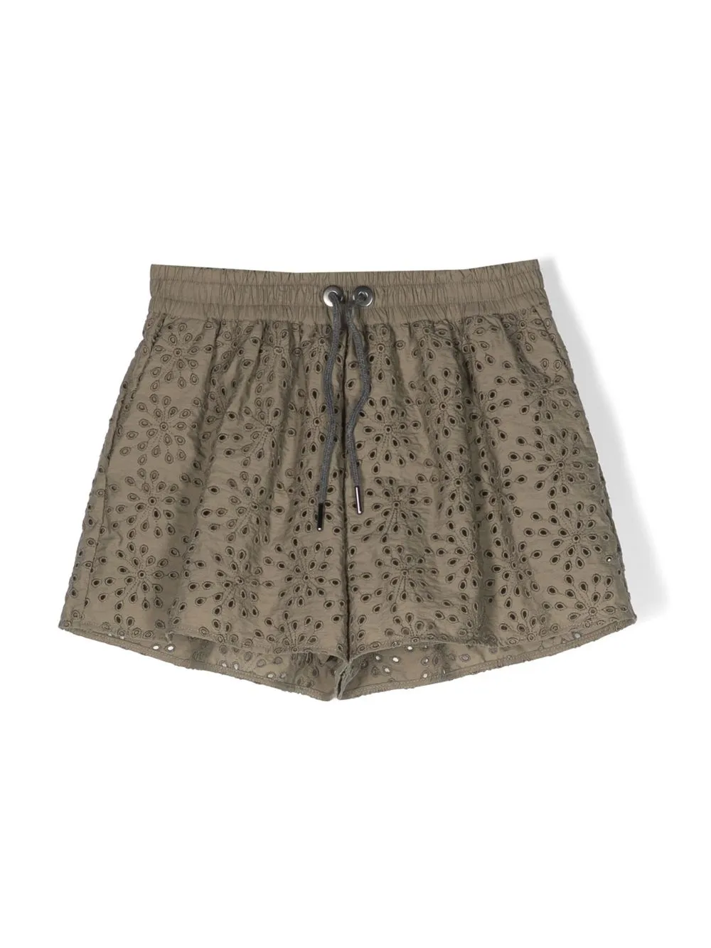 

Brunello Cucinelli Kids Broderie Anglaise cotton shorts - Green