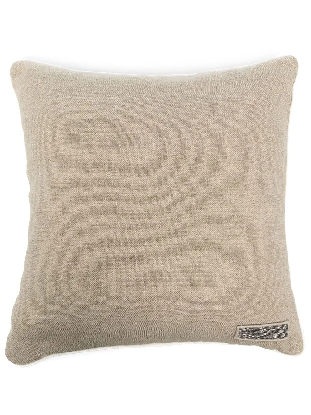 

Brunello Cucinelli Monili-patch linen cushion - Brown