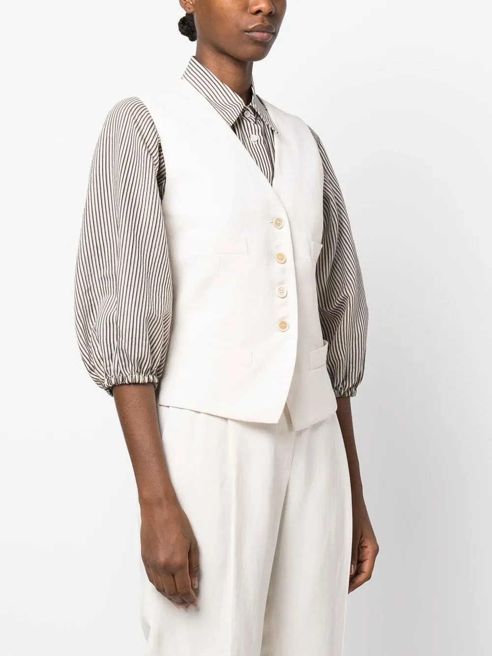 Brunello Cucinelli Single-breasted Button-up Vest In White
