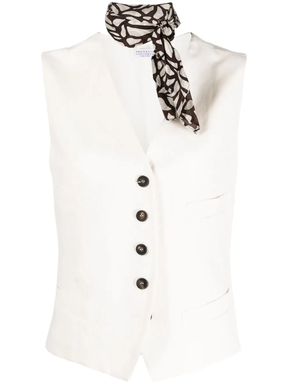 Brunello Cucinelli single-breasted button-up vest | White | Image 1