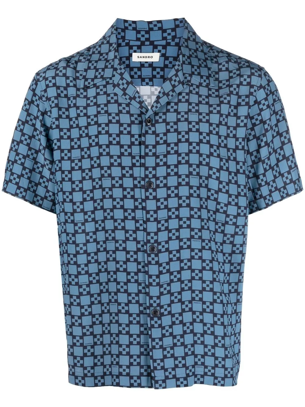 

SANDRO camisa manga corta con monograma - Azul