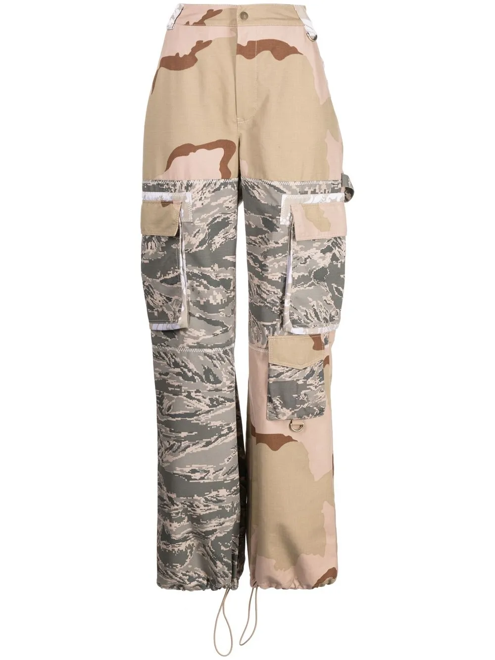 

Marine Serre pantalones cargo con estampado militar - Marrón