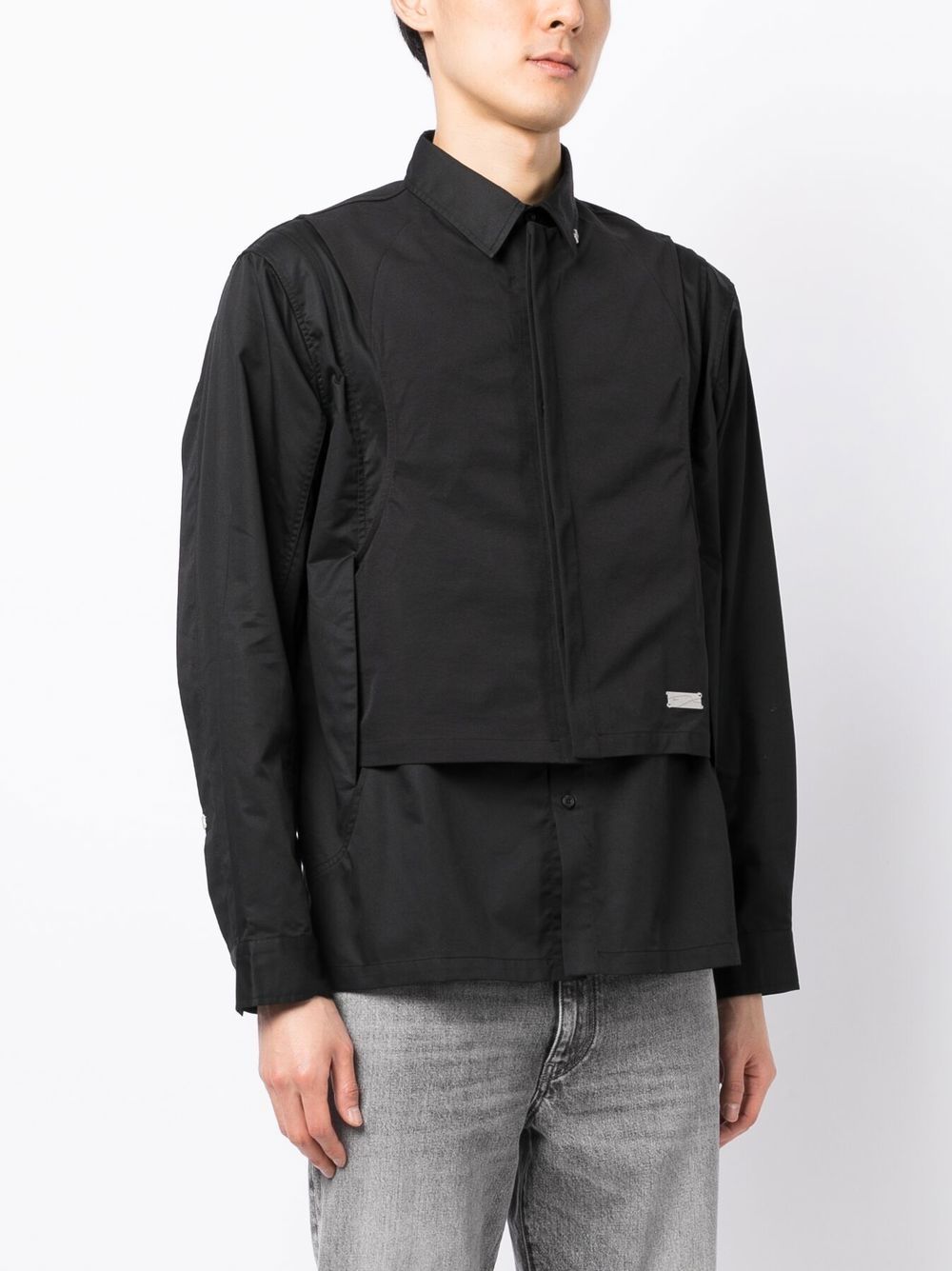 Shop C2h4 Long-sleeved Layered Shirt In 黑色
