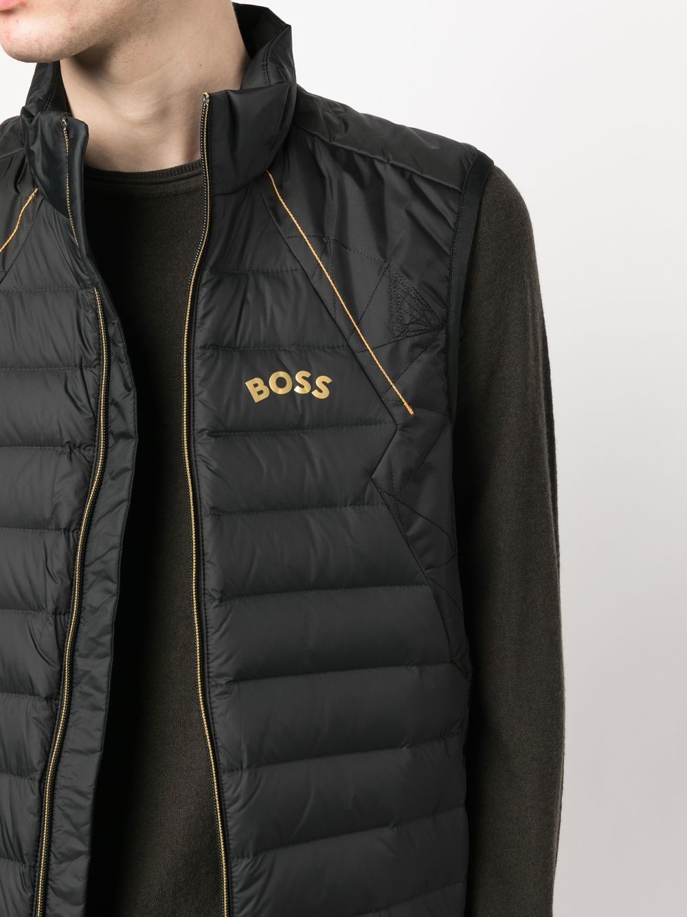 Shop Hugo Boss Logo-print Quilted Jacket In Black