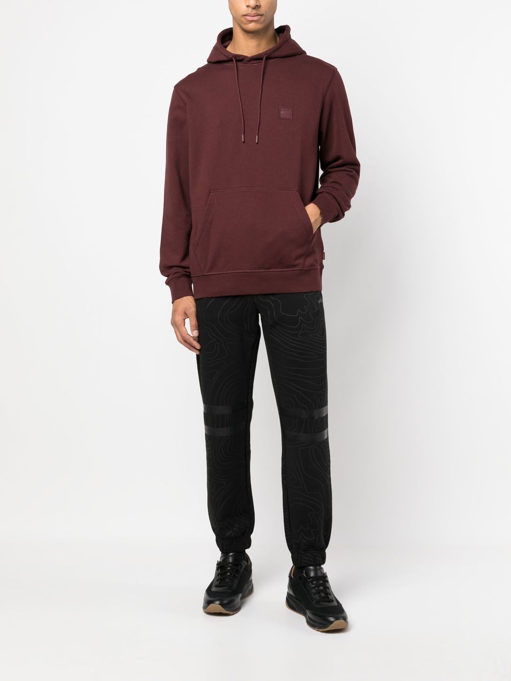 BOSS Hoodie met logopatch - Rood