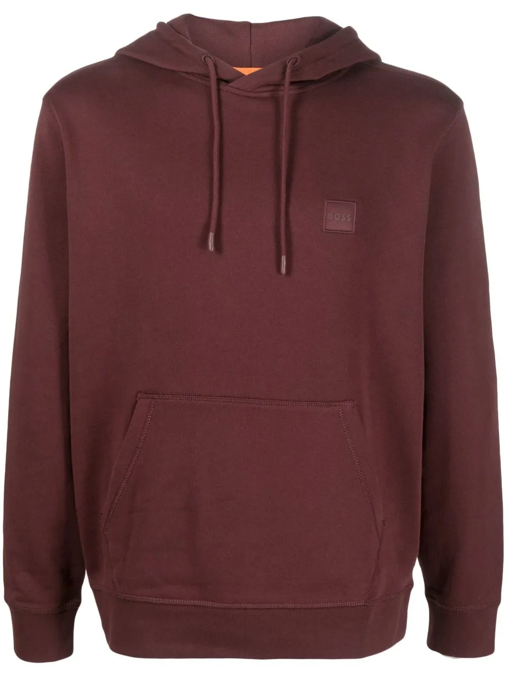 

BOSS logo-patch cotton hoodie - Red