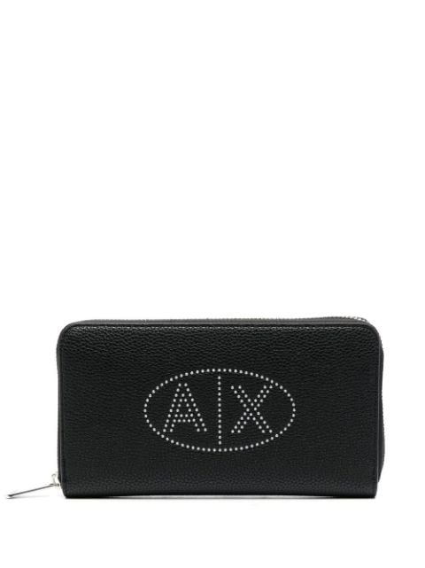 Armani Exchange studded-logo zip-around purse