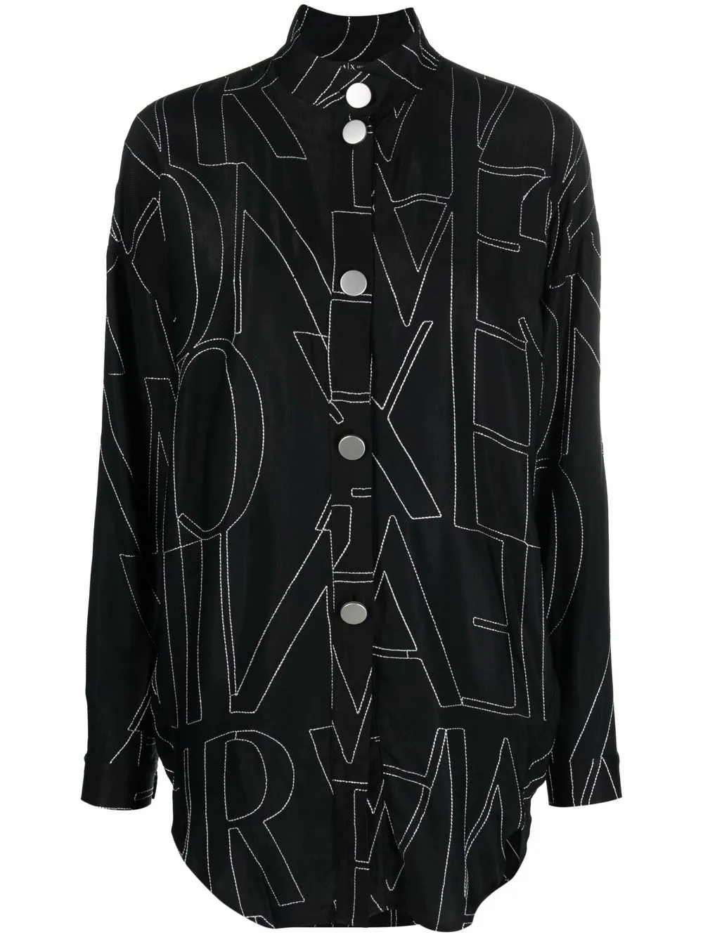 

Armani Exchange monogram-pattern button-up shirt - Black