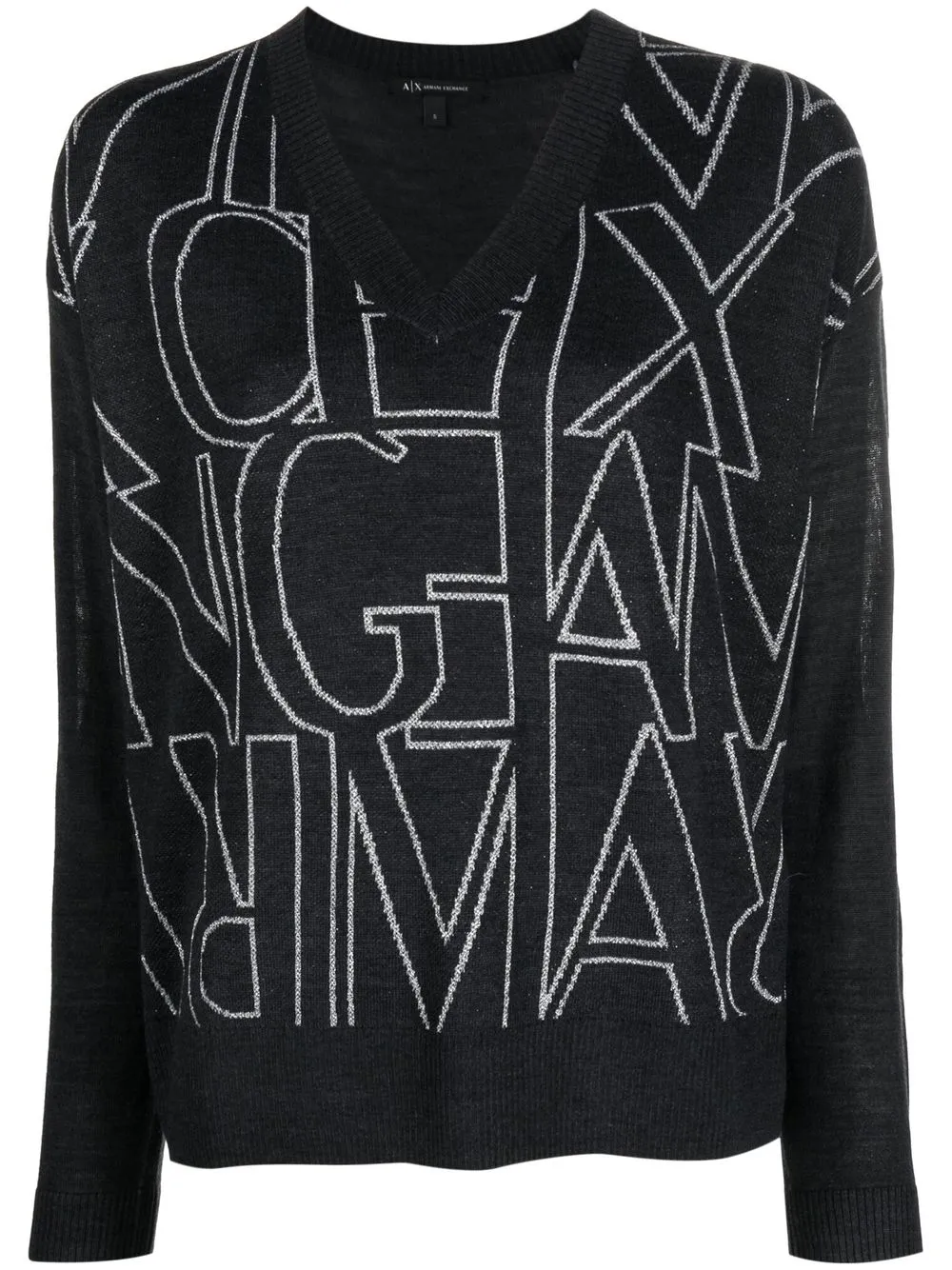 

Armani Exchange monogram-pattern V-neck sweatshirt - Grey