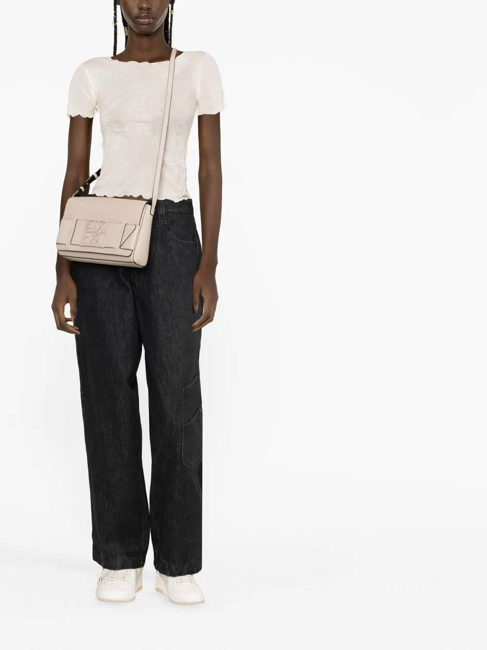 Armani Exchange Crossbodytas met logogesp - Beige