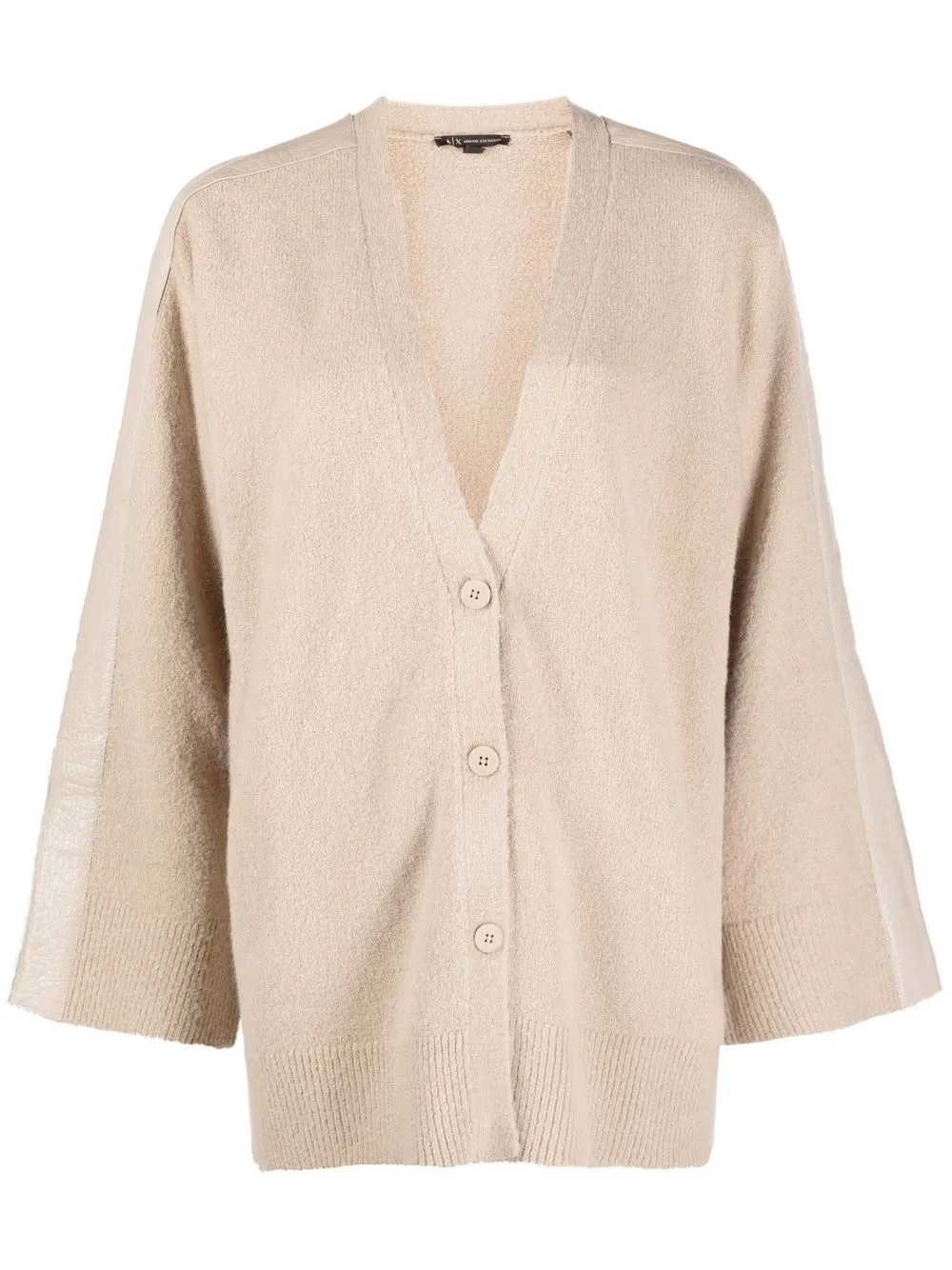 

Armani Exchange faux-leather stripe detail cardigan - Neutrals