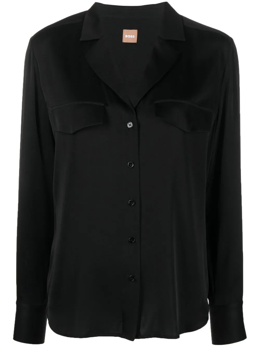 

BOSS notched lapels V-neck shirt - Black