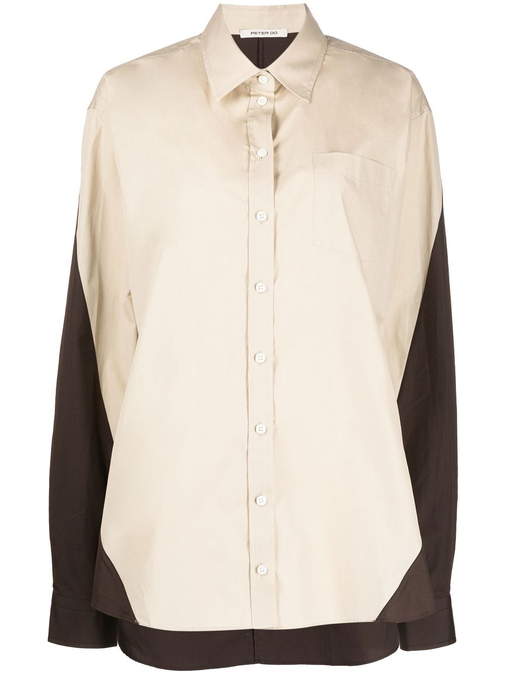 Peter Do Colour-block Cotton Shirt In Brown