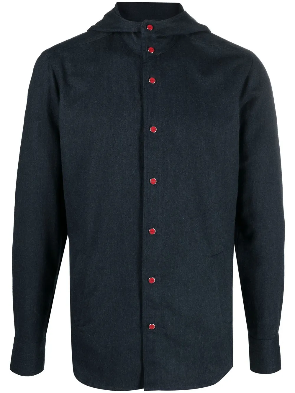

Kiton hooded cotton shirt - Blue