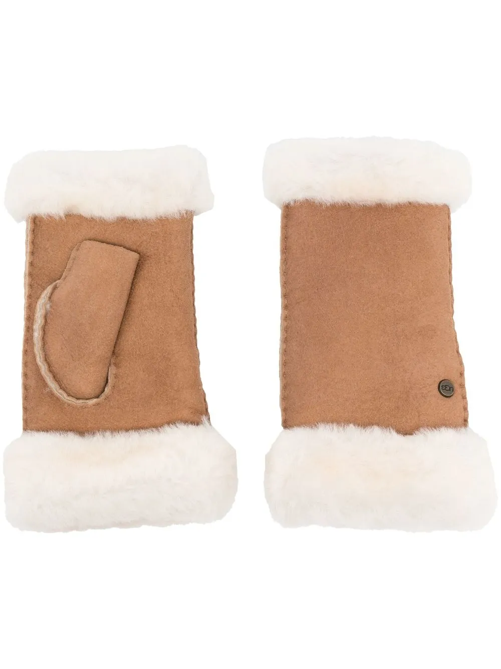 

UGG shearling-trimmed gloves - Brown